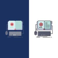 Computer Digital Laptop Technology Marketing Blue Dotted Line Line Icon vector