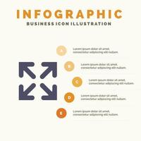 flecha dirección mover sólido icono infografía 5 pasos presentación antecedentes vector