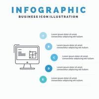 Computer Construction Repair Lcd Design Line icon with 5 steps presentation infographics Background vector