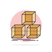 organizar diseño pila 3d caja color plano icono vector