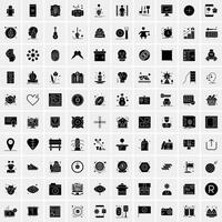 100 Business Icon Solid Glyph Vector Illustration