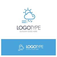 Cloud Day Rainy Season Weather Blue Outline Logo Place for Tagline vector