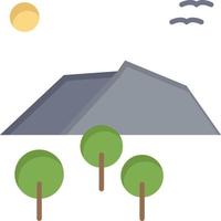 paisaje montaña árbol pájaros color plano icono vector icono banner plantilla