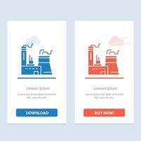 Building Construction Factory Industry  Blue and Red Download and Buy Now web Widget Card Template vector