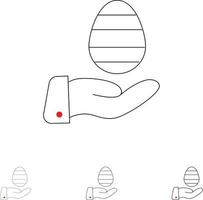 Hand Egg Easter Nature Bold and thin black line icon set vector