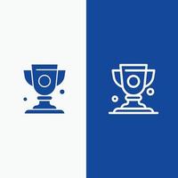 Achievement Cup Prize Trophy Line and Glyph Solid icon Blue banner Line and Glyph Solid icon Blue ba vector