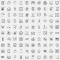 paquete de 100 iconos de líneas universales para móviles y web vector