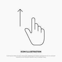 Up Finger Gesture Gestures Hand Line Icon Vector