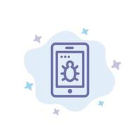 Mobile Security Bug Blue Icon on Abstract Cloud Background vector