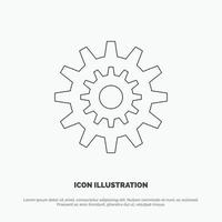 Settings Cog Gear Production System Wheel Work Line Icon Vector