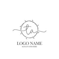 Initial TA beauty monogram and elegant logo design, handwriting logo of initial signature, wedding, fashion, floral and botanical with creative template. vector