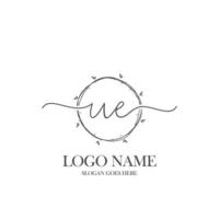 Initial UE beauty monogram and elegant logo design, handwriting logo of initial signature, wedding, fashion, floral and botanical with creative template. vector