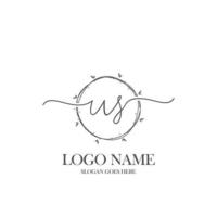 Initial US beauty monogram and elegant logo design, handwriting logo of initial signature, wedding, fashion, floral and botanical with creative template. vector