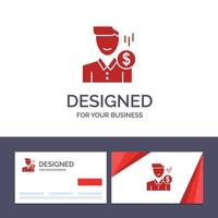 Creative Business Card and Logo template Cost Fee Male Money Payment Salary User Vector Illustration