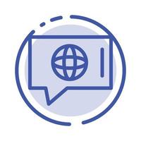 icono de línea de línea punteada azul del servicio técnico de chat world vector