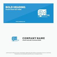 Caravan Camping Camp Travel SOlid Icon Website Banner and Business Logo Template vector