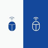 ratón wifi computadora línea y glifo icono sólido bandera azul línea y glifo icono sólido bandera azul vector