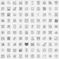 paquete de 100 iconos de líneas universales para móviles y web vector