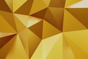 Abstract geometric gold color background, polygon, low poly pattern. 3d render illustration. photo