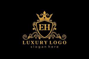 Initial EH Letter Royal Luxury Logo template in vector art for Restaurant, Royalty, Boutique, Cafe, Hotel, Heraldic, Jewelry, Fashion and other vector illustration.