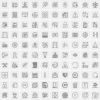 paquete de 100 iconos de líneas universales para móviles y web vector