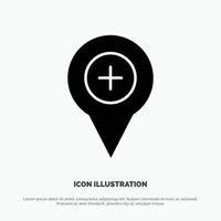 Location Map Navigation Pin Plus solid Glyph Icon vector