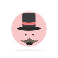 moustache Hipster movember hat men Flat Color Icon Vector