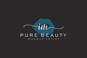 Initial IM Watercolor Lips Premade Logo Design, Logo for Makeup Artist Business Branding, Blush Beauty Boutique Logo Design, Calligraphy Logo with creative template. vector