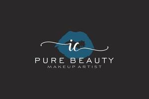 diseño de logotipo prefabricado inicial de labios de acuarela ic, logotipo para la marca comercial de maquilladores, diseño de logotipo de boutique de belleza ruborizada, logotipo de caligrafía con plantilla creativa. vector