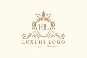 Initial EL Letter Royal Luxury Logo template in vector art for Restaurant, Royalty, Boutique, Cafe, Hotel, Heraldic, Jewelry, Fashion and other vector illustration.