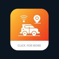 botón de aplicación móvil de tecnología de mapa de ubicación de automóviles versión de glifo de android e ios vector