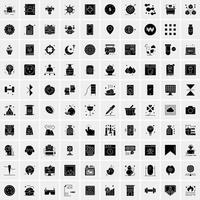 Set of 100 Business Solid Glyph icons vector