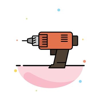 Drill Power Machine Cordless Electronics Abstract Flat Color Icon Template vector