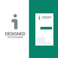 I Info Information Interface Grey Logo Design and Business Card Template vector