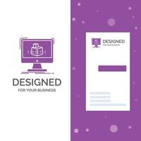 Business Logo for 3d. cube. dimensional. modelling. sketch. Vertical Purple Business .Visiting Card template. Creative background vector illustration