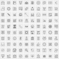 paquete de 100 iconos de líneas universales para móviles y web vector