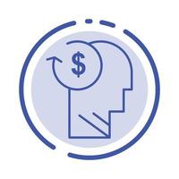 cuenta avatar costos empleado perfil negocio línea punteada azul icono de línea vector