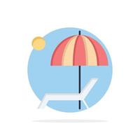 Beach Umbrella Bench Enjoy Summer Abstract Circle Background Flat color Icon vector