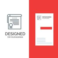 Certificate Achievement Degrees Award Grey Logo Design and Business Card Template vector