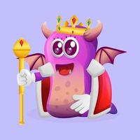 Cute purple monster king vector