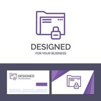 Creative Business Card and Logo template Data Folder Password Protection Secure Vector Illustration