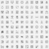 paquete de 100 iconos de líneas universales para móviles y web vector