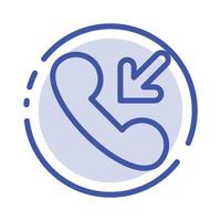 Answer Call Incoming Blue Dotted Line Line Icon vector