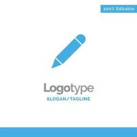 escuela de estudio de lápiz escribir plantilla de logotipo sólido azul lugar para el eslogan vector