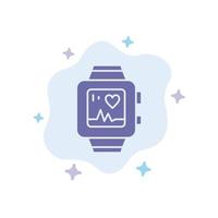 Hand watch Watch Love Heart Blue Icon on Abstract Cloud Background vector