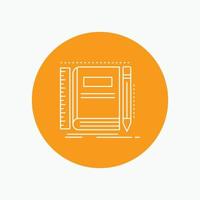 Book. notebook. notepad. pocket. sketching White Line Icon in Circle background. vector icon illustration