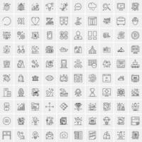 conjunto de 100 iconos de línea de negocios creativos vector