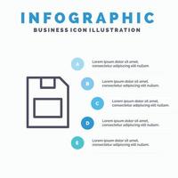 icono de línea de datos de almacenamiento de tarjeta de memoria de tarjeta con fondo de infografía de presentación de 5 pasos vector