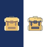 bag camping zipper hiking luggage Flat Color Icon Vector