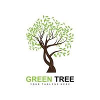 logotipo de árbol, árboles verdes y diseño de madera, ilustración forestal, juegos de árboles para niños vector